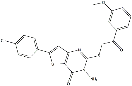 3-amino-6-(4-chlorophenyl)-2-{[2-(3-methoxyphenyl)-2-oxoethyl]sulfanyl}thieno[3,2-d]pyrimidin-4(3H)-one Structure