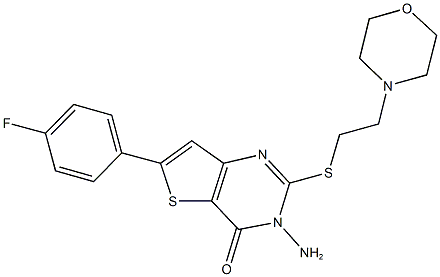 3-amino-6-(4-fluorophenyl)-2-{[2-(4-morpholinyl)ethyl]sulfanyl}thieno[3,2-d]pyrimidin-4(3H)-one,1065090-59-6,结构式