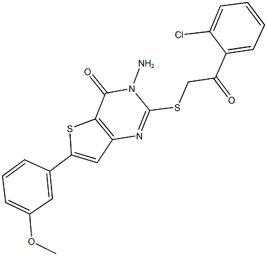 3-amino-2-{[2-(2-chlorophenyl)-2-oxoethyl]sulfanyl}-6-(3-methoxyphenyl)thieno[3,2-d]pyrimidin-4(3H)-one Struktur