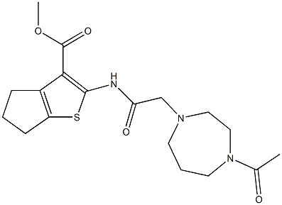 methyl 2-{[(4-acetyl-1,4-diazepan-1-yl)acetyl]amino}-5,6-dihydro-4H-cyclopenta[b]thiophene-3-carboxylate,1065095-67-1,结构式