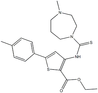 ethyl 3-{[(4-methyl-1,4-diazepan-1-yl)carbothioyl]amino}-5-(4-methylphenyl)-2-thiophenecarboxylate,1065095-85-3,结构式