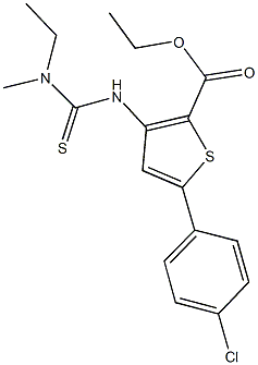 ethyl 5-(4-chlorophenyl)-3-({[ethyl(methyl)amino]carbothioyl}amino)-2-thiophenecarboxylate Struktur