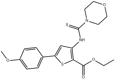 ethyl 5-(4-methoxyphenyl)-3-[(4-morpholinylcarbothioyl)amino]-2-thiophenecarboxylate 结构式