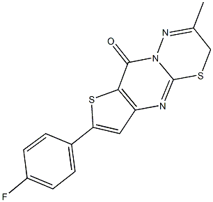 8-(4-fluorophenyl)-3-methyl-2H,6H-thieno[3',2':4,5]pyrimido[2,1-b][1,3,4]thiadiazin-6-one 化学構造式