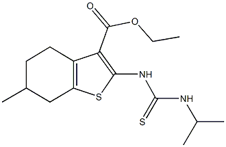 ethyl 2-{[(isopropylamino)carbothioyl]amino}-6-methyl-4,5,6,7-tetrahydro-1-benzothiophene-3-carboxylate,1065098-76-1,结构式