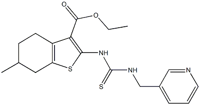 ethyl 6-methyl-2-({[(3-pyridinylmethyl)amino]carbothioyl}amino)-4,5,6,7-tetrahydro-1-benzothiophene-3-carboxylate,1065098-82-9,结构式