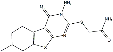 2-[(3-amino-7-methyl-4-oxo-3,4,5,6,7,8-hexahydro[1]benzothieno[2,3-d]pyrimidin-2-yl)sulfanyl]acetamide Structure