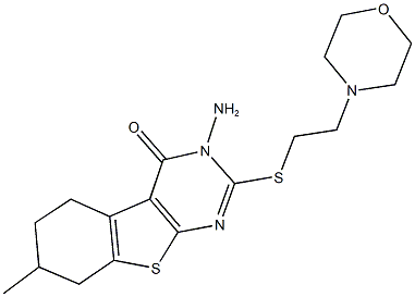 3-amino-7-methyl-2-{[2-(4-morpholinyl)ethyl]sulfanyl}-5,6,7,8-tetrahydro[1]benzothieno[2,3-d]pyrimidin-4(3H)-one,1065099-01-5,结构式