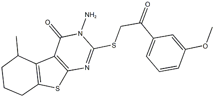 3-amino-2-{[2-(3-methoxyphenyl)-2-oxoethyl]sulfanyl}-5-methyl-5,6,7,8-tetrahydro[1]benzothieno[2,3-d]pyrimidin-4(3H)-one,1065099-12-8,结构式