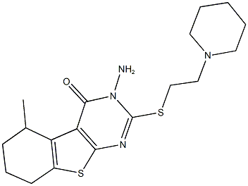 3-amino-5-methyl-2-{[2-(1-piperidinyl)ethyl]sulfanyl}-5,6,7,8-tetrahydro[1]benzothieno[2,3-d]pyrimidin-4(3H)-one,1065099-20-8,结构式