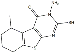 3-amino-5-methyl-2-sulfanyl-5,6,7,8-tetrahydro[1]benzothieno[2,3-d]pyrimidin-4(3H)-one 结构式