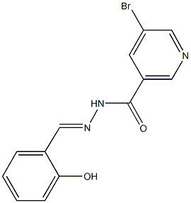 5-bromo-N'-(2-hydroxybenzylidene)nicotinohydrazide 化学構造式