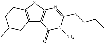 3-amino-2-butyl-6-methyl-5,6,7,8-tetrahydro[1]benzothieno[2,3-d]pyrimidin-4(3H)-one 结构式