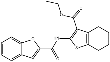 ethyl 2-[(1-benzofuran-2-ylcarbonyl)amino]-4,5,6,7-tetrahydro-1-benzothiophene-3-carboxylate,106807-65-2,结构式