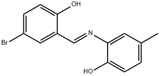 4-bromo-2-{[(2-hydroxy-5-methylphenyl)imino]methyl}phenol Struktur