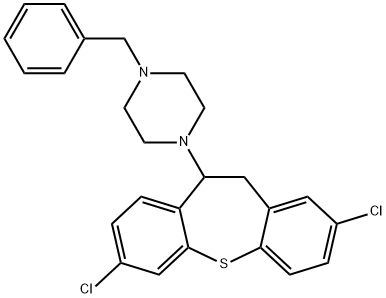 1-benzyl-4-(2,7-dichloro-10,11-dihydrodibenzo[b,f]thiepin-10-yl)piperazine,107165-65-1,结构式