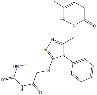 N-methyl-N'-[({5-[(3-methyl-6-oxo-5,6-dihydro-1(2H)-pyridazinyl)methyl]-4-phenyl-4H-1,2,4-triazol-3-yl}sulfanyl)acetyl]urea,1082768-02-2,结构式