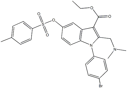 ethyl 1-(4-bromophenyl)-2-[(dimethylamino)methyl]-5-{[(4-methylphenyl)sulfonyl]oxy}-1H-indole-3-carboxylate 结构式