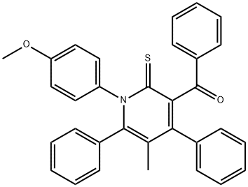 [1-(4-methoxyphenyl)-5-methyl-4,6-diphenyl-2-thioxo-1,2-dihydro-3-pyridinyl](phenyl)methanone 结构式