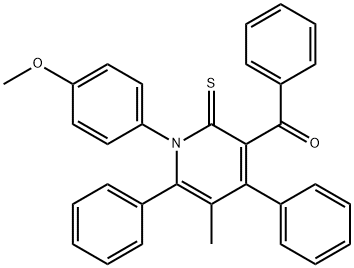 [1-(4-methoxyphenyl)-5-methyl-4,6-diphenyl-2-thioxo-1,2-dihydro-3-pyridinyl](phenyl)methanone 化学構造式