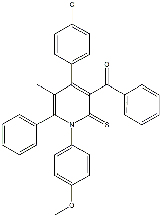 [4-(4-chlorophenyl)-1-(4-methoxyphenyl)-5-methyl-6-phenyl-2-thioxo-1,2-dihydro-3-pyridinyl](phenyl)methanone,109272-58-4,结构式