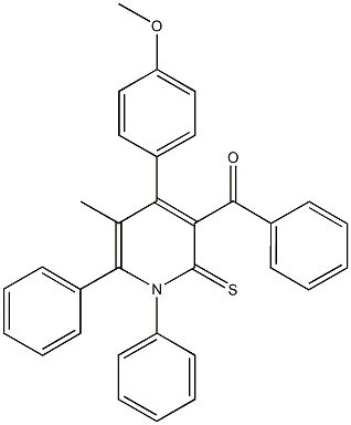 [4-(4-methoxyphenyl)-5-methyl-1,6-diphenyl-2-thioxo-1,2-dihydro-3-pyridinyl](phenyl)methanone 化学構造式