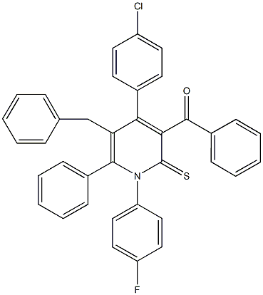 [5-benzyl-4-(4-chlorophenyl)-1-(4-fluorophenyl)-6-phenyl-2-thioxo-1,2-dihydro-3-pyridinyl](phenyl)methanone 结构式