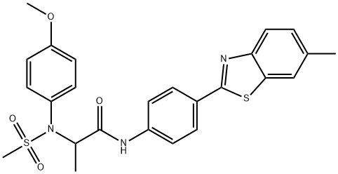 2-[4-methoxy(methylsulfonyl)anilino]-N-[4-(6-methyl-1,3-benzothiazol-2-yl)phenyl]propanamide 化学構造式
