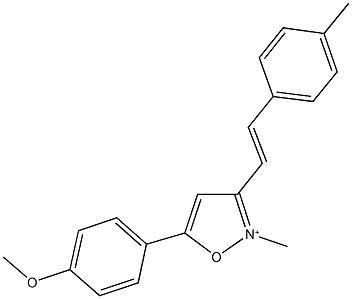 5-(4-methoxyphenyl)-2-methyl-3-[2-(4-methylphenyl)vinyl]isoxazol-2-ium 化学構造式