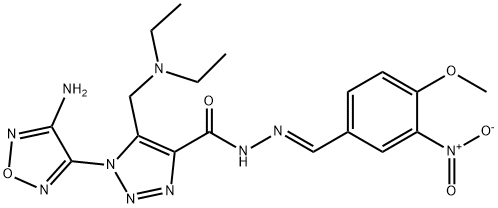 1-(4-amino-1,2,5-oxadiazol-3-yl)-5-[(diethylamino)methyl]-N'-{3-nitro-4-methoxybenzylidene}-1H-1,2,3-triazole-4-carbohydrazide Struktur