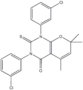 110465-38-8 1,3-bis(3-chlorophenyl)-5,7,7-trimethyl-2-thioxo-1,2,3,7-tetrahydro-4H-pyrano[2,3-d]pyrimidin-4-one