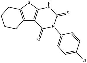 3-(4-氯苯基)-2-硫烷基-5,6,7,8-四氢[1]苯并噻吩并[2,3-D]嘧啶-4(3H)-酮, 111423-08-6, 结构式