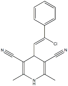 4-(2-chloro-2-phenylvinyl)-2,6-dimethyl-1,4-dihydro-3,5-pyridinedicarbonitrile,112408-28-3,结构式