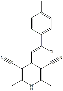 4-[2-chloro-2-(4-methylphenyl)vinyl]-2,6-dimethyl-1,4-dihydro-3,5-pyridinedicarbonitrile,112408-29-4,结构式