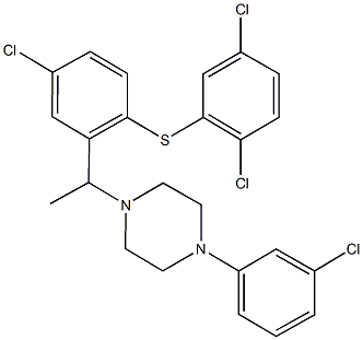 4-chloro-2-{1-[4-(3-chlorophenyl)-1-piperazinyl]ethyl}phenyl 2,5-dichlorophenyl sulfide Structure