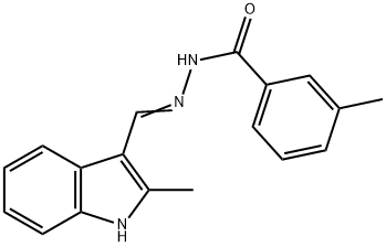3-methyl-N'-[(2-methyl-1H-indol-3-yl)methylene]benzohydrazide 结构式