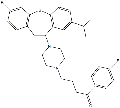 4-[4-(3-fluoro-8-isopropyl-10,11-dihydrodibenzo[b,f]thiepin-10-yl)-1-piperazinyl]-1-(4-fluorophenyl)-1-butanone Struktur