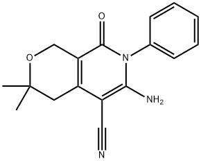 6-amino-3,3-dimethyl-8-oxo-7-phenyl-3,4,7,8-tetrahydro-1H-pyrano[3,4-c]pyridine-5-carbonitrile 结构式