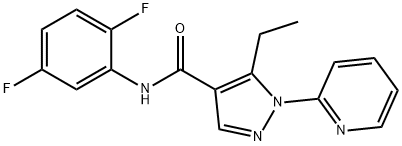 N-(2,5-difluorophenyl)-5-ethyl-1-(2-pyridinyl)-1H-pyrazole-4-carboxamide Struktur