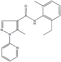 N-(2-ethyl-6-methylphenyl)-5-methyl-1-(2-pyridinyl)-1H-pyrazole-4-carboxamide Struktur