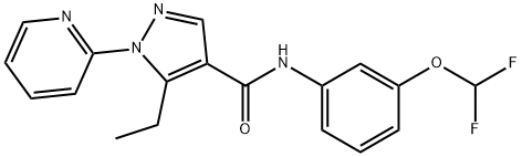 N-[3-(difluoromethoxy)phenyl]-5-ethyl-1-(2-pyridinyl)-1H-pyrazole-4-carboxamide 化学構造式