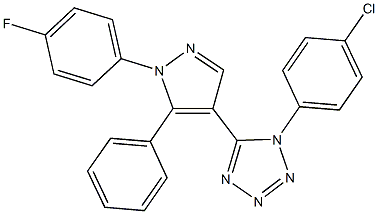 1-(4-chlorophenyl)-5-[1-(4-fluorophenyl)-5-phenyl-1H-pyrazol-4-yl]-1H-tetraazole,1135686-50-8,结构式