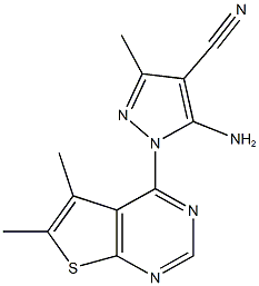 5-amino-1-(5,6-dimethylthieno[2,3-d]pyrimidin-4-yl)-3-methyl-1H-pyrazole-4-carbonitrile Structure