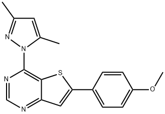 4-[4-(3,5-dimethyl-1H-pyrazol-1-yl)thieno[3,2-d]pyrimidin-6-yl]phenyl methyl ether Structure