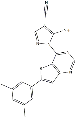 5-amino-1-[6-(3,5-dimethylphenyl)thieno[3,2-d]pyrimidin-4-yl]-1H-pyrazole-4-carbonitrile Struktur