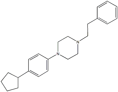1-(4-cyclopentylphenyl)-4-(2-phenylethyl)piperazine 化学構造式