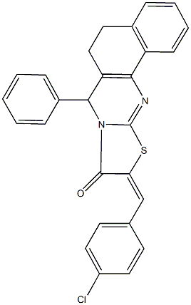 10-(4-chlorobenzylidene)-7-phenyl-5,7-dihydro-6H-benzo[h][1,3]thiazolo[2,3-b]quinazolin-9(10H)-one,1141934-87-3,结构式