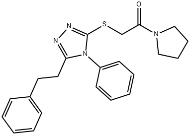 2-oxo-2-(1-pyrrolidinyl)ethyl 4-phenyl-5-(2-phenylethyl)-4H-1,2,4-triazol-3-yl sulfide Structure