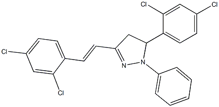 5-(2,4-dichlorophenyl)-3-[2-(2,4-dichlorophenyl)vinyl]-1-phenyl-4,5-dihydro-1H-pyrazole Struktur
