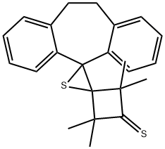 2,2,4,4-tetramethyl-10'',11''-dihydro-dispiro[cyclobutane-3,2'-thiirane-3',5''-(5''H)-dibenzo[a,d]cycloheptene]-1-thione Structure